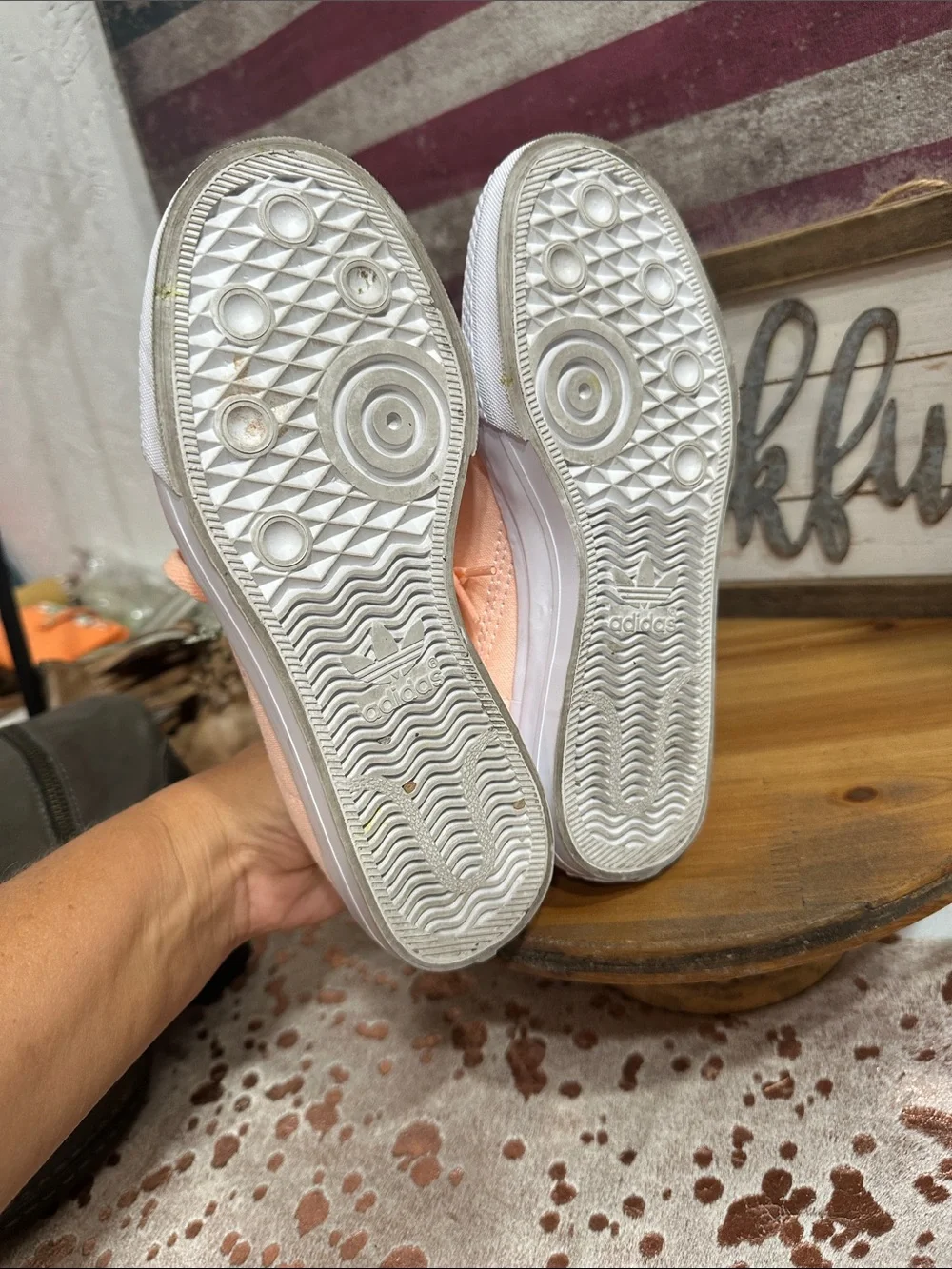 adidas Peach/White Kids Low-Top Sneakers